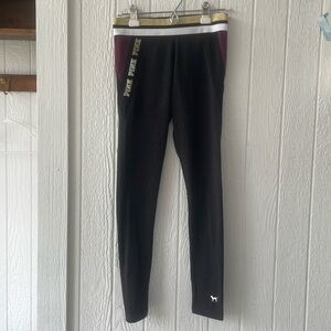 VS Pink leggings sz small Burgundy gold white heather gray